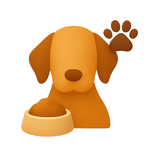 Illustration of a dog with a paw raised next to a food bowl, symbolizing pet-friendly dining.